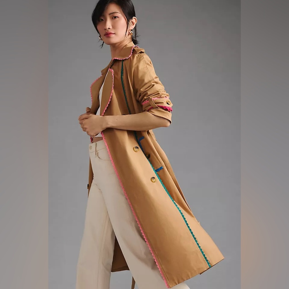 7 for All Mankind Scalloped Trim Trench